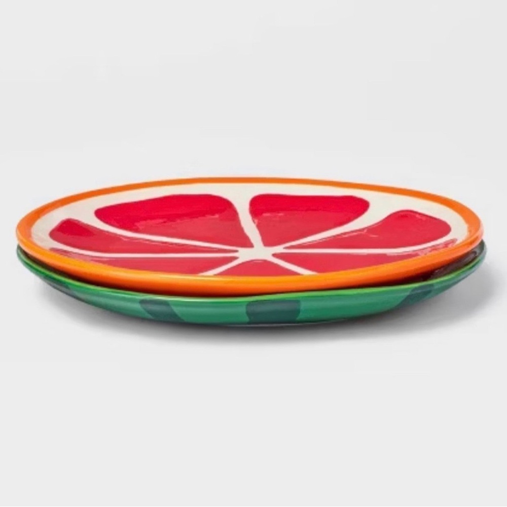 2pc Stoneware Watermelon & Grapefruit Appetizer Plate- Tabitha Brown for Target